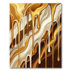 Golden Caramel and Cream Abstract Drip Rug