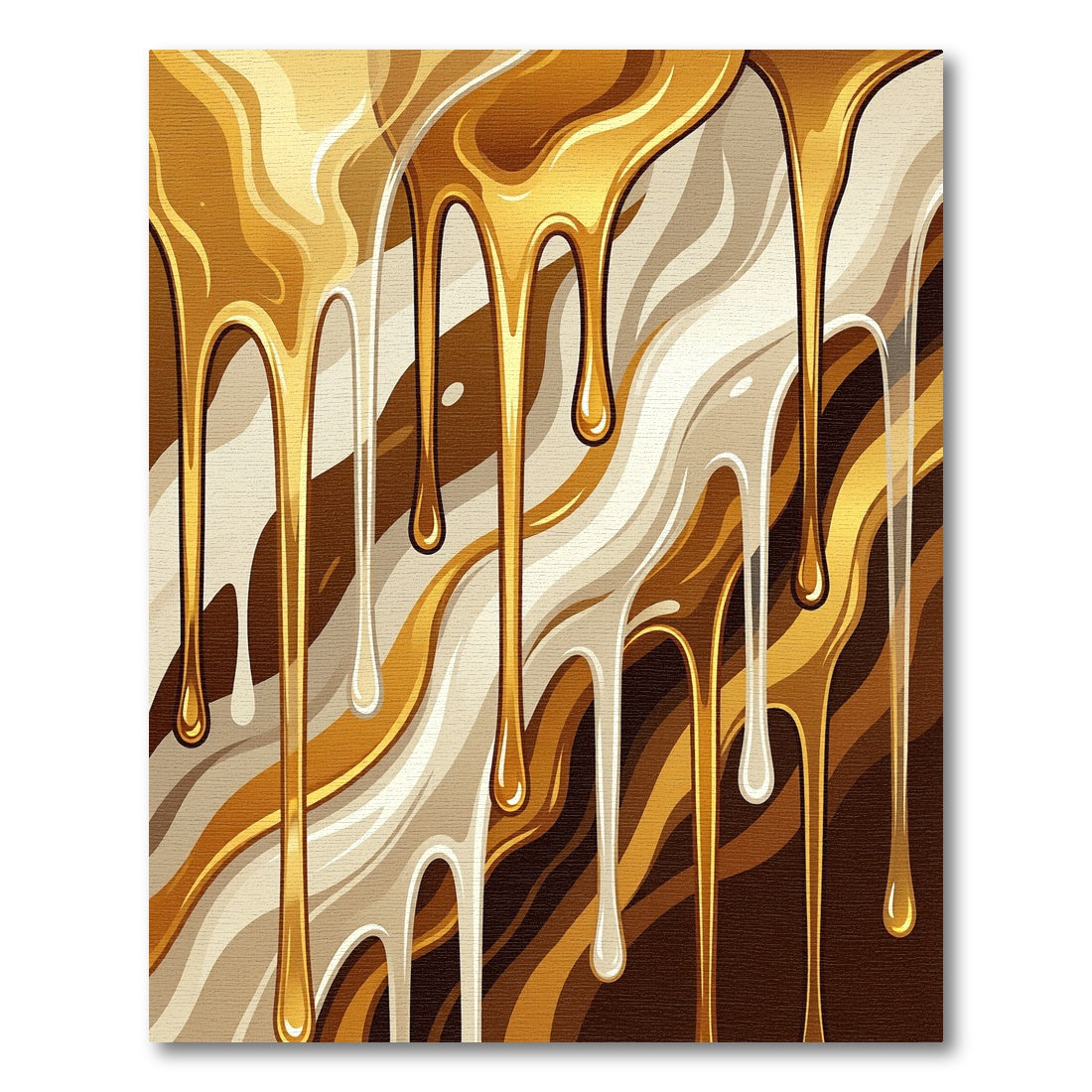 Golden Caramel and Cream Abstract Drip Rug