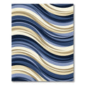 Modern Navy Gold Wavy Striped Art Rug