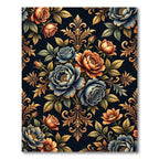 Royal Blue Orange Floral Acanthus Rug