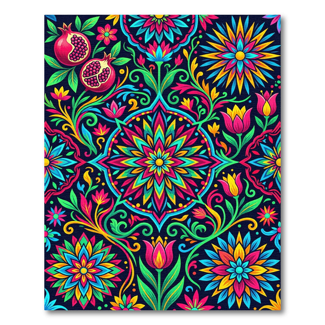 Vibrant Pomegranate Floral Medallion Rug