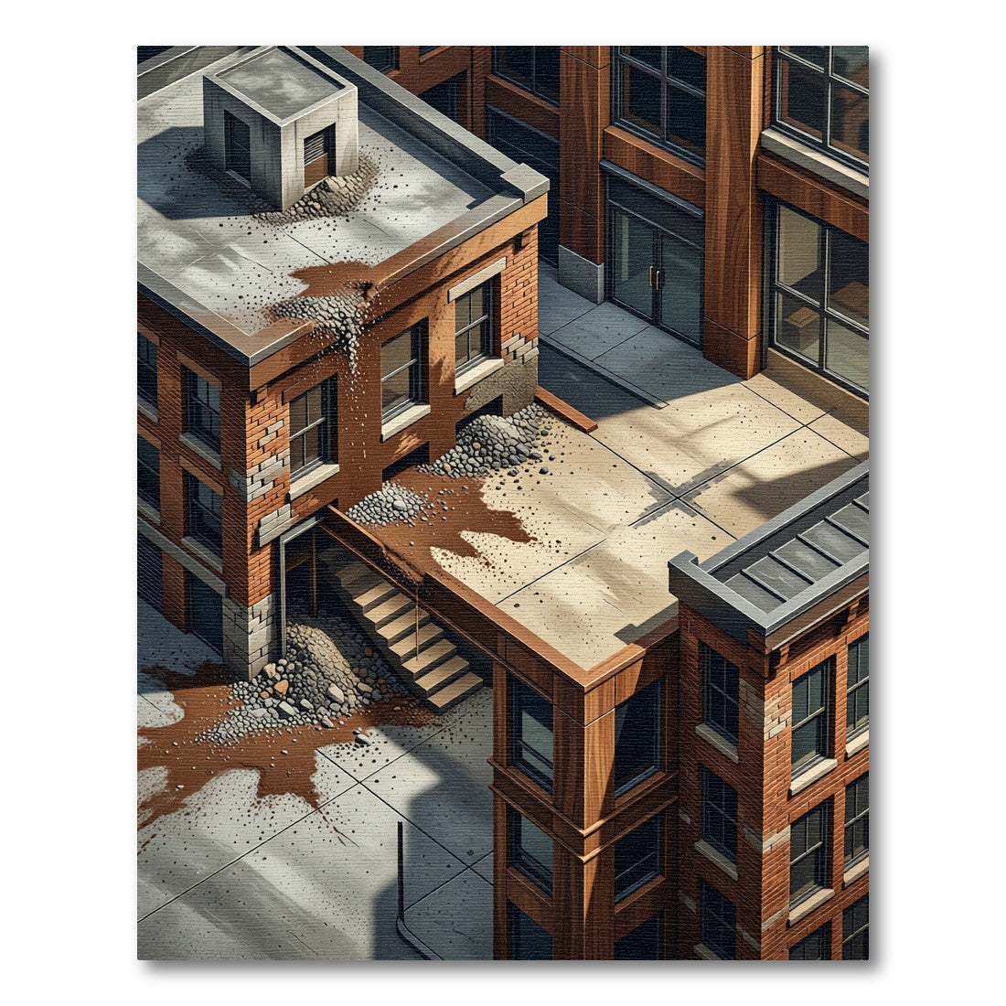 Urban Rooftop Mud Splash Texture Rug