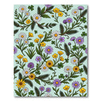 Pastel Floral Vines with Daisies and Clovers Rug