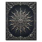 Ornate Silver Sun Filigree Border Rug