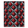 Red Gray Geometric Pyramid Diamond Rug