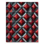 Red Gray Geometric Pyramid Diamond Rug