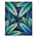 Teal Blue Palm Frond Cluster Rug