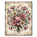Pink Daisy Hearts Garden Bouquet Rug