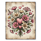 Pink Daisy Hearts Garden Bouquet Rug