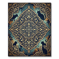 Ornate Gold Filigree Black Cat Medallion Rug