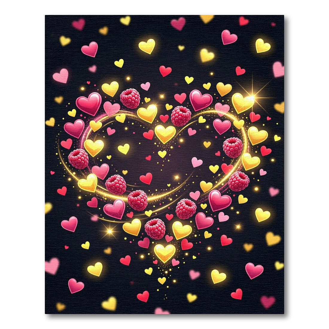 Pink Yellow Hearts Raspberry Glow Rug