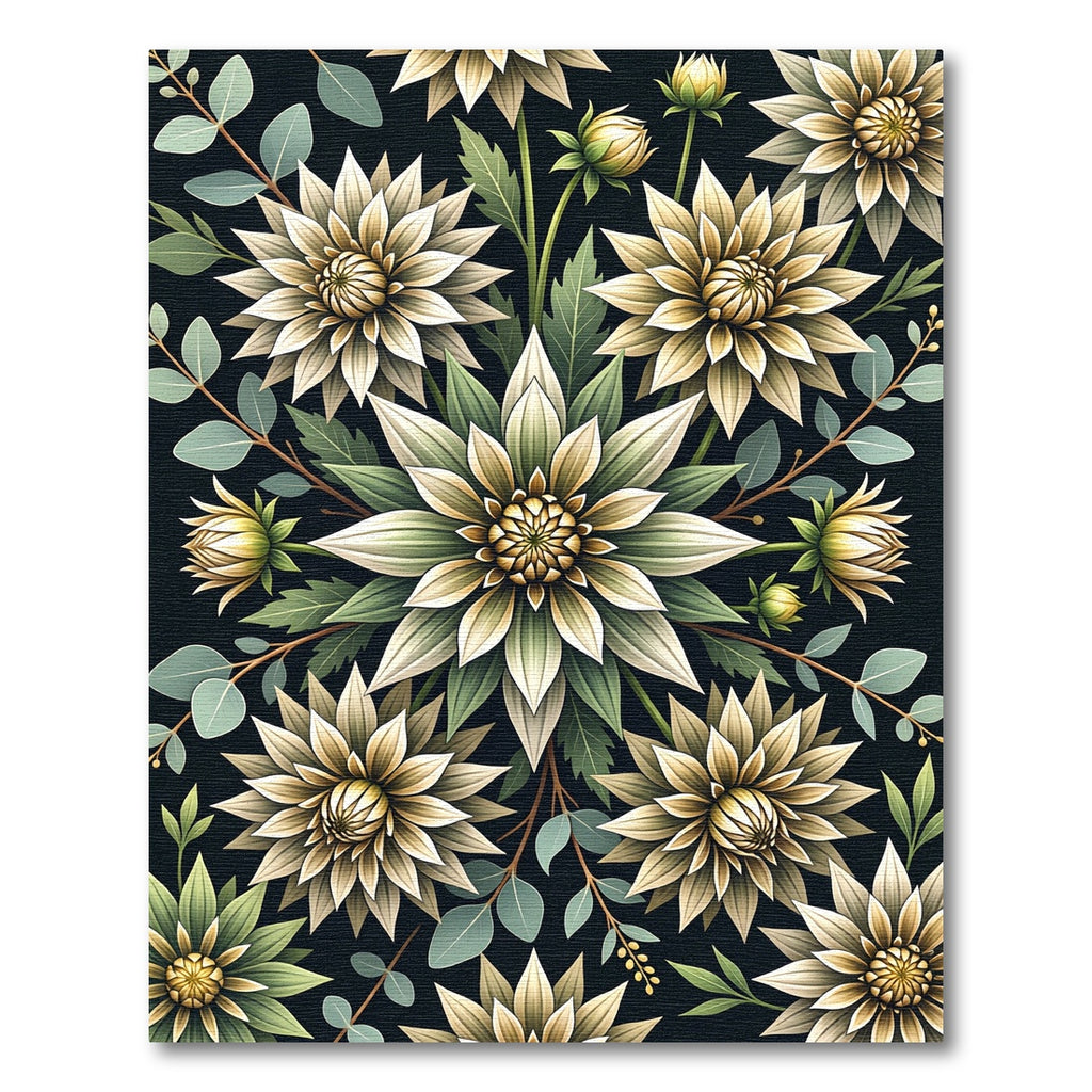 Golden Floral Bouquet Dark Botanical Rug