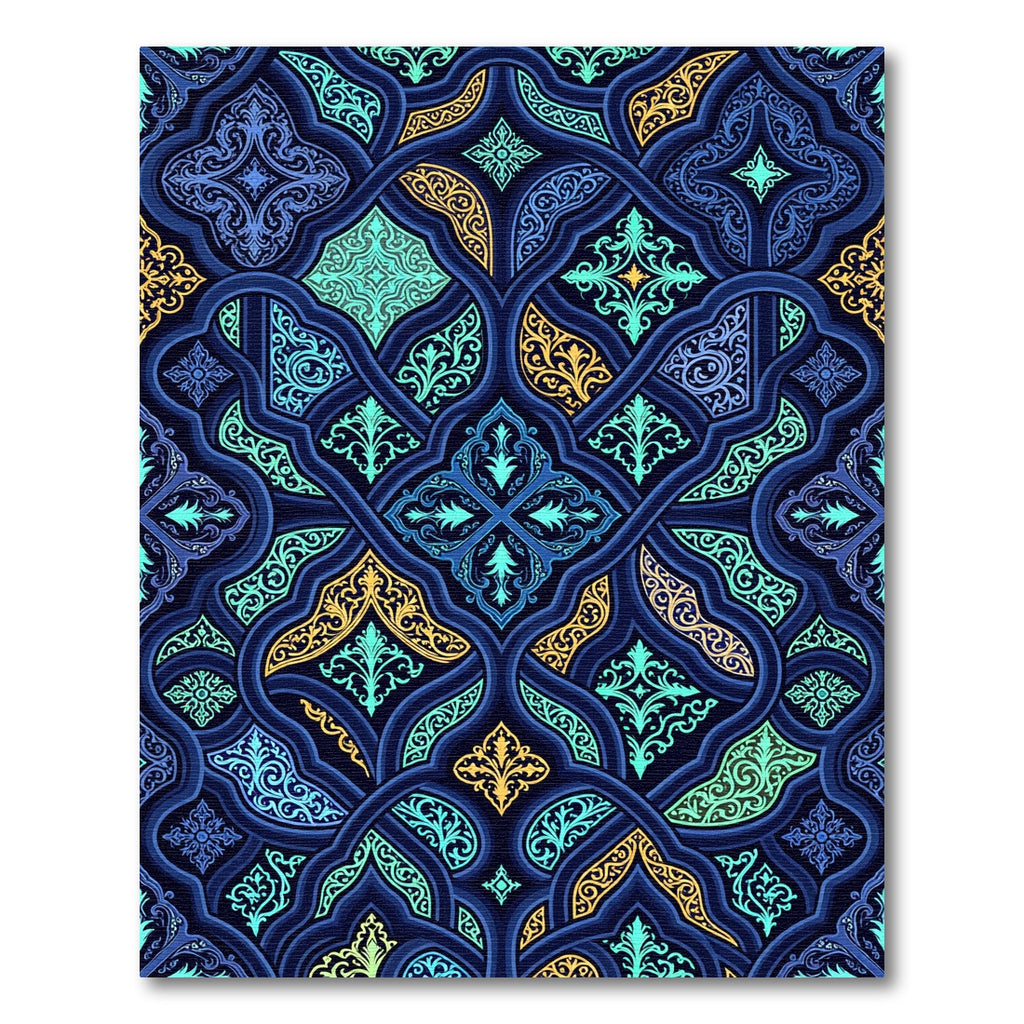 Ornate Azure Regal Filigree Tile Rug