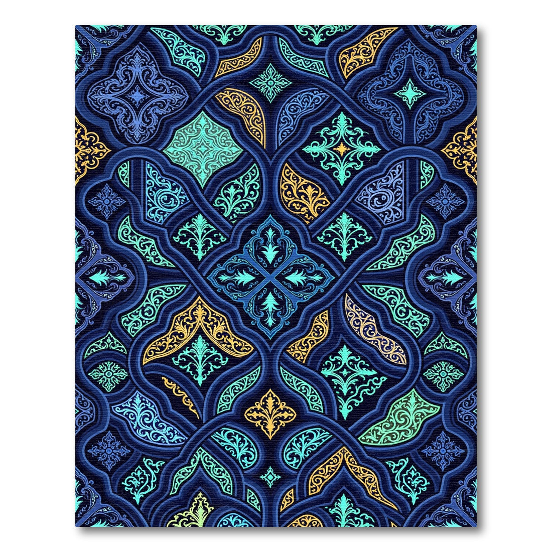 Ornate Azure Regal Filigree Tile Rug