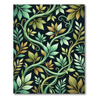 Lush Emerald Golden Vine Botanical Rug