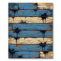 Blue Tan Distressed Wood Splatter Rug