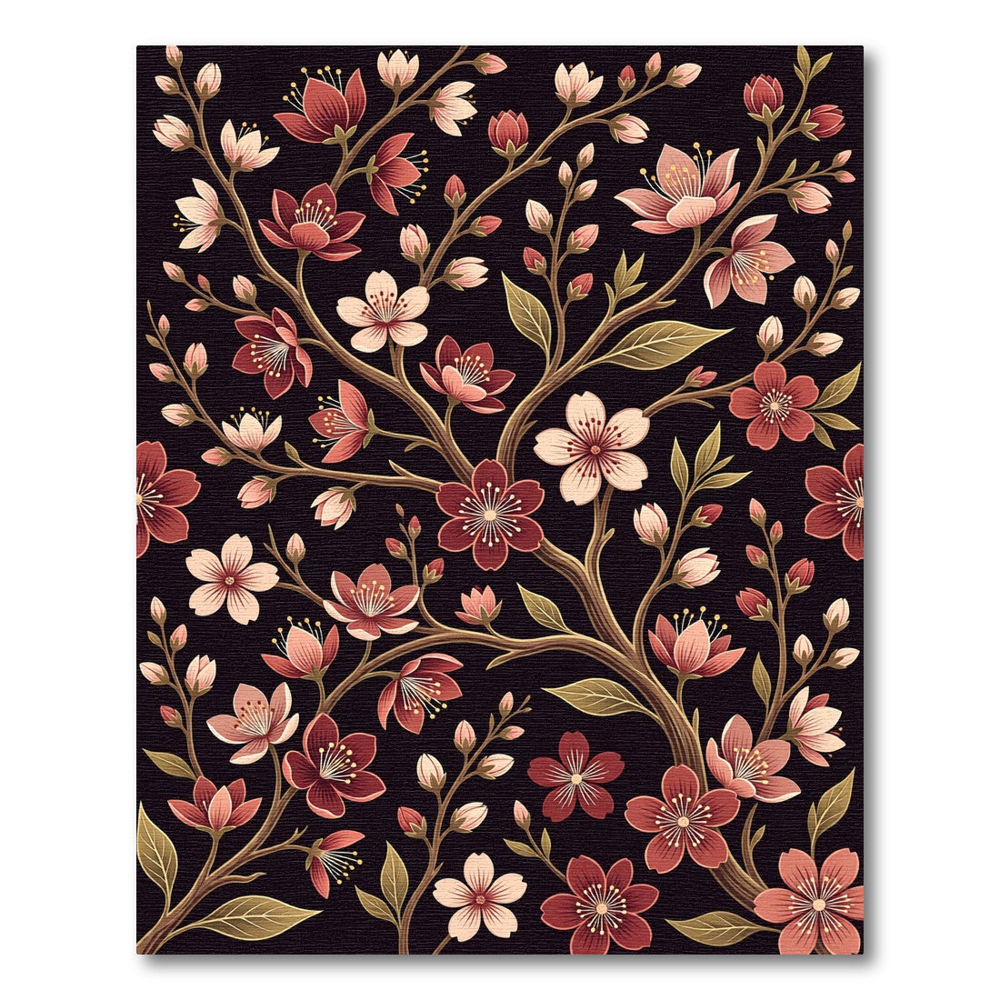 Elegant Dark Cherry Blossom Branches Rug