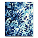 Deep Blue Watercolor Tropical Foliage Rug