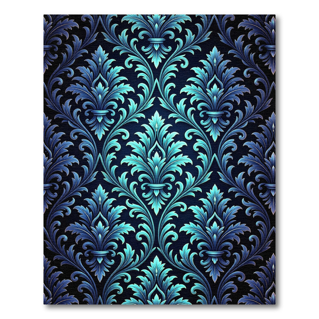 Shimmering Teal Acanthus Scroll Rug