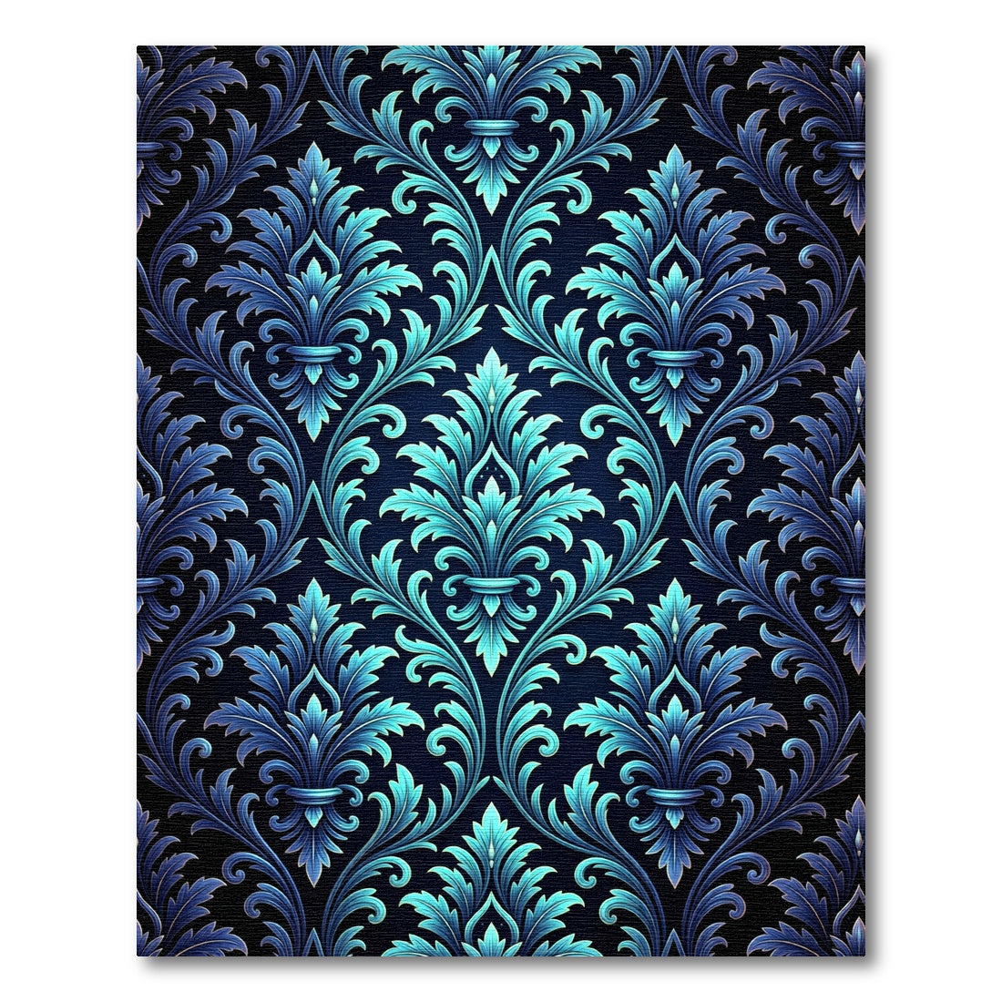 Shimmering Teal Acanthus Scroll Rug