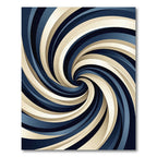 Modern Navy and Cream Spiral Vortex Rug