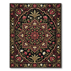 Intricate Crimson Gold Floral Medallion Rug