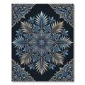 Sophisticated Navy Blue Ornate Floral Medallion Rug