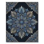 Sophisticated Navy Blue Ornate Floral Medallion Rug
