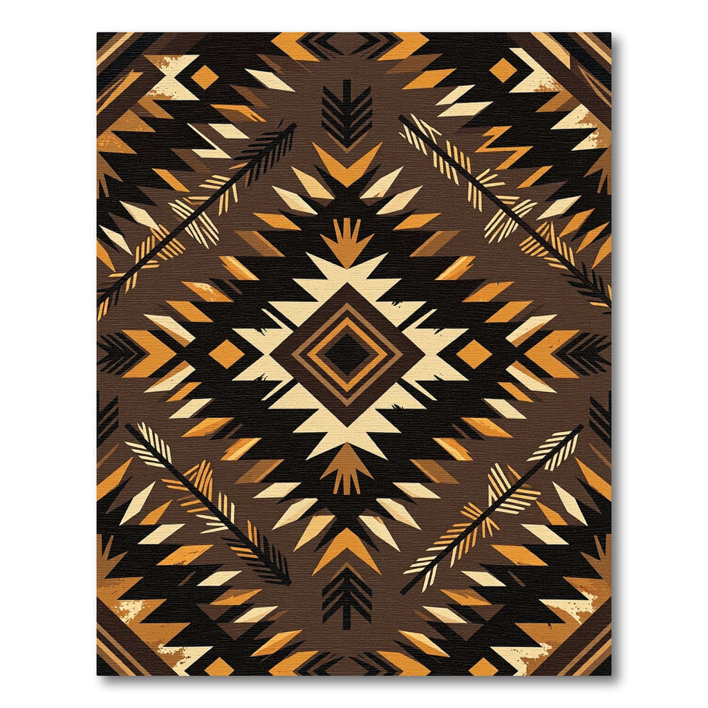 Earthy Geo Diamond Tribal Arrow Wool Rug