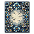 Blue Daisy Floral Botanical Border Rug
