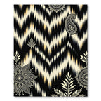 Cream Black Chevron Paisley Mandala Rug