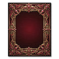 Ornate Crimson Gold Filigree Frame Rug