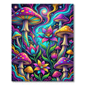 Vibrant Neon Psychedelic Mushroom Garden Rug