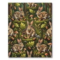 Woodland Animal Forest Rabbits Acorns Mushrooms Rug