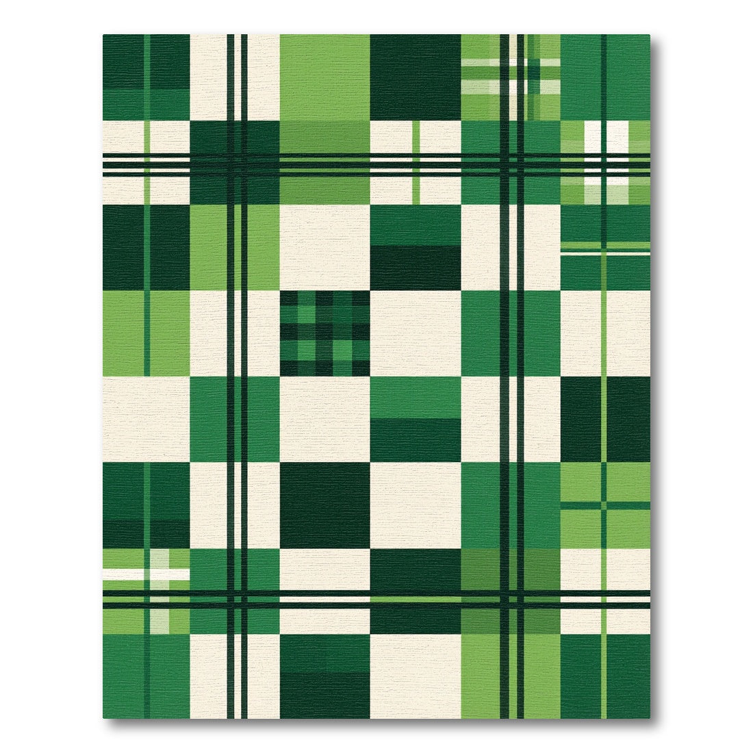 Bold Green Plaid Blocks Rug