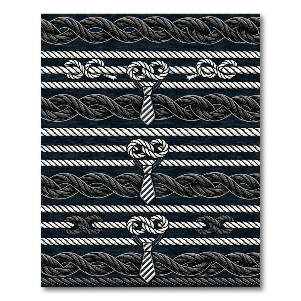 Nautical Rope Knot Striped Navy Decor Rug