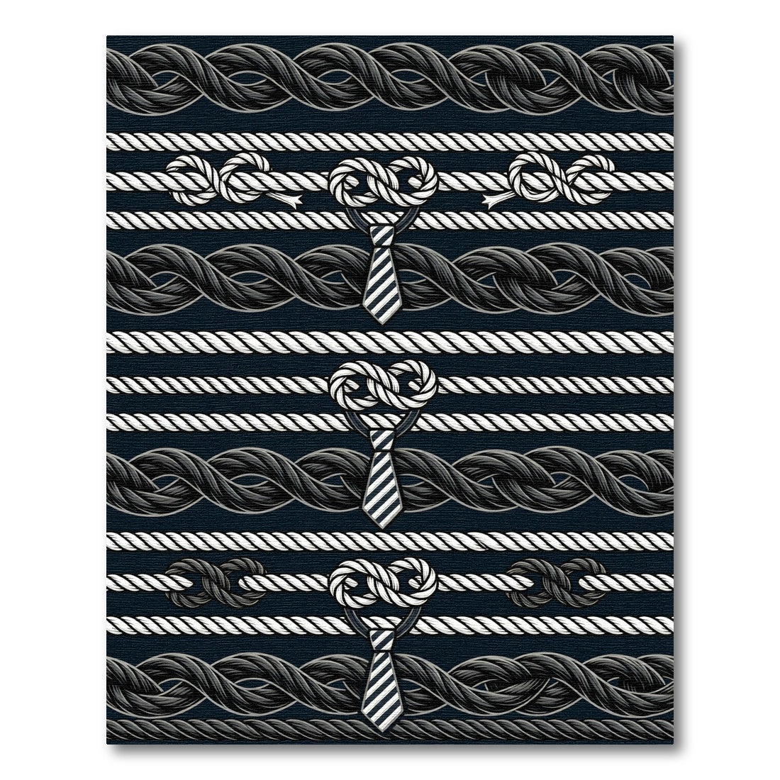 Nautical Rope Knot Striped Navy Decor Rug