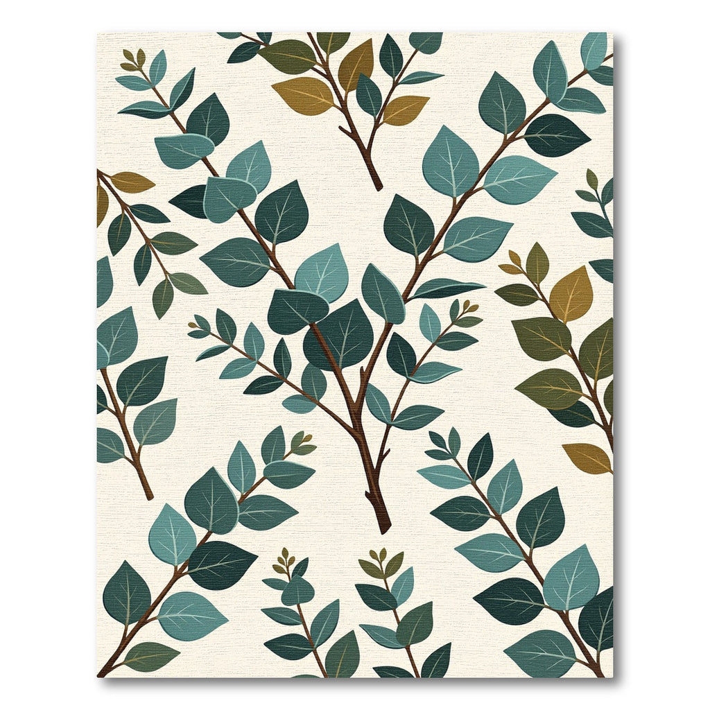 Lush Green Eucalyptus Botanical Foliage Rug