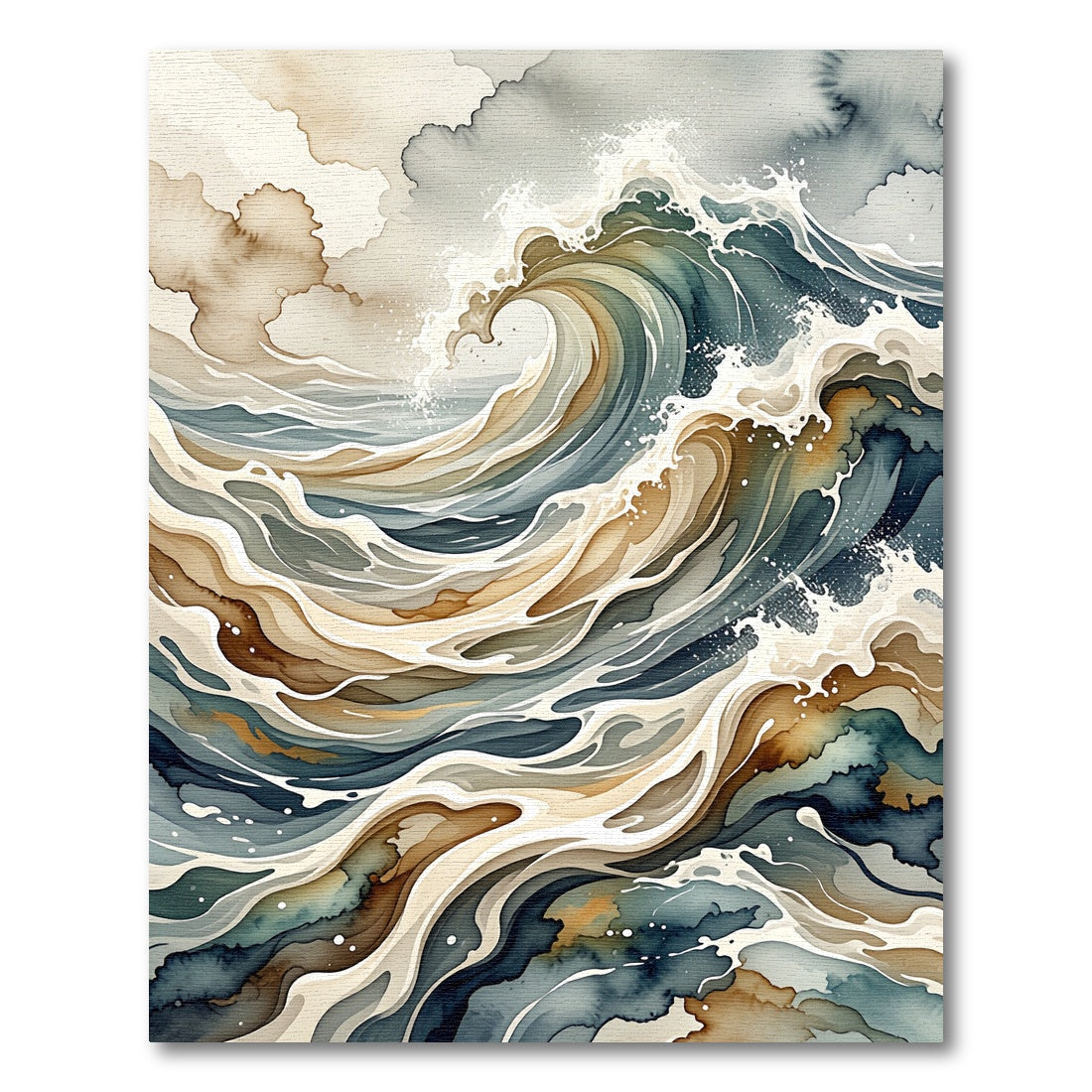 Abstract Stormy Ocean Wave Swirl Rug