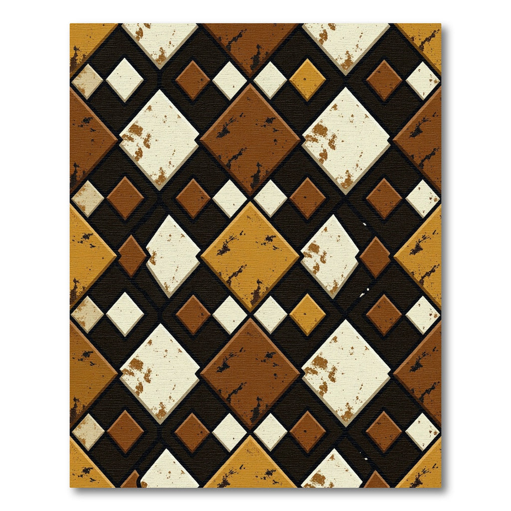 Rustic Earthy Diamond Tile Rug