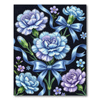 Blue Carnations With Ribbons Bloom Rug