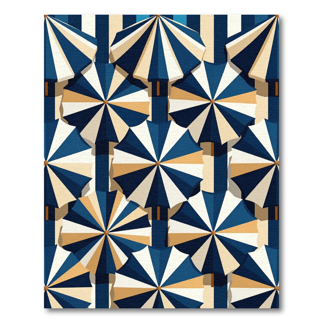 Navy and Cream Striped Beach Umbrella Overlay Rug