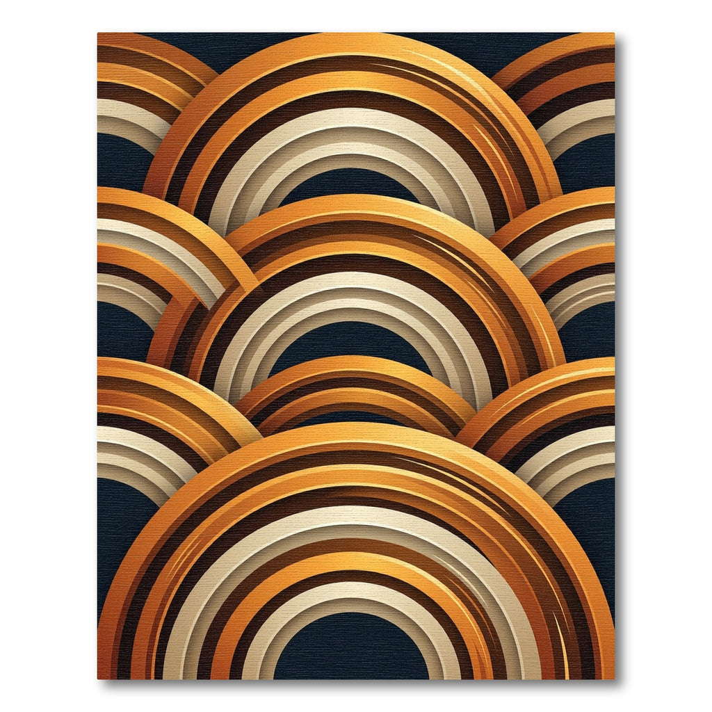 Golden Mid-Century Modern Abstract Arch Rug