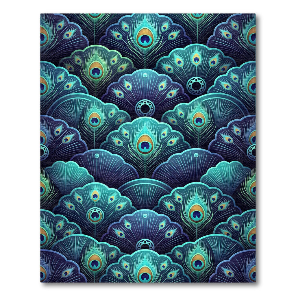 Art Deco Peacock Feather Array Rug