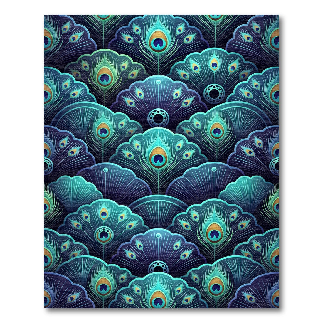 Art Deco Peacock Feather Array Rug