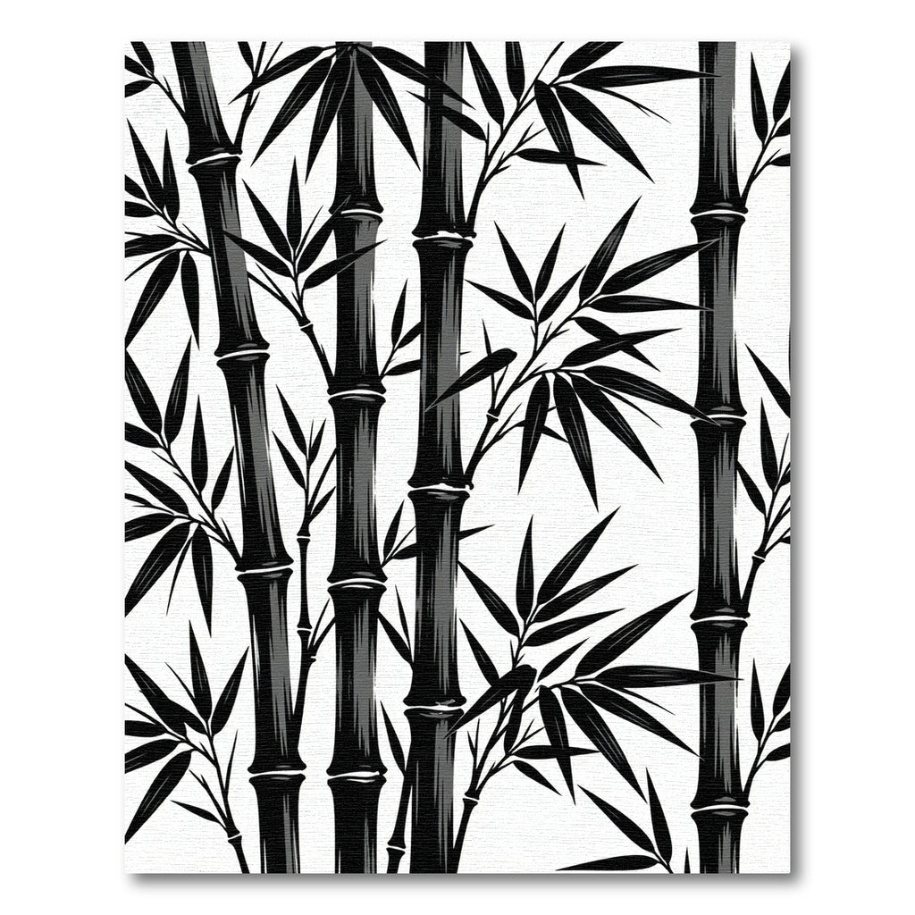 Monochromatic Black Bamboo Stalks Rug