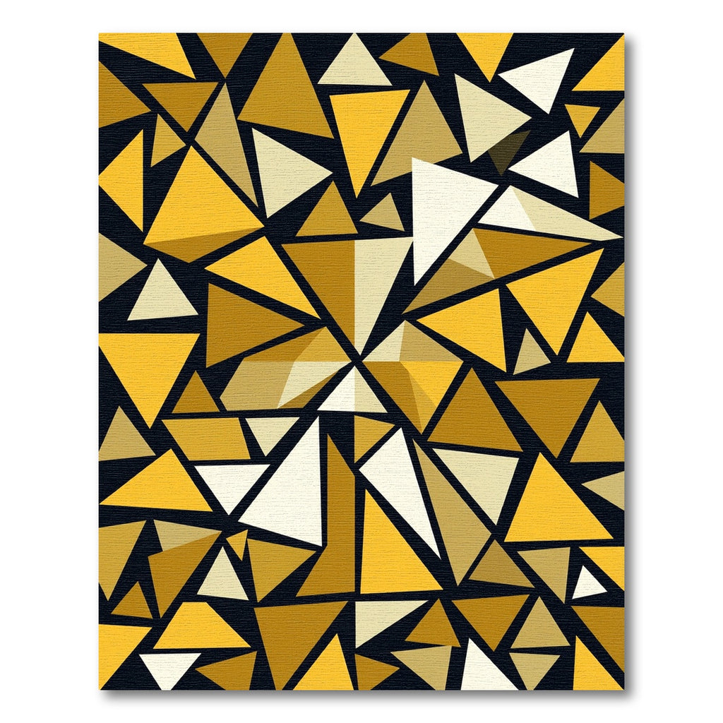 Golden Geometric Abstract Triangle Mosaic Rug