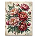 Elegant Pink Peony Floral Botanical Arrangement Rug