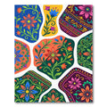 Vibrant Floral Medallion Folk Elements Rug