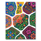 Vibrant Floral Medallion Folk Elements Rug
